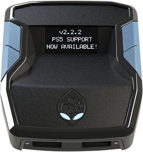 A Cronus Zen adapter running the Cronus Scripts menu on its OLED screen